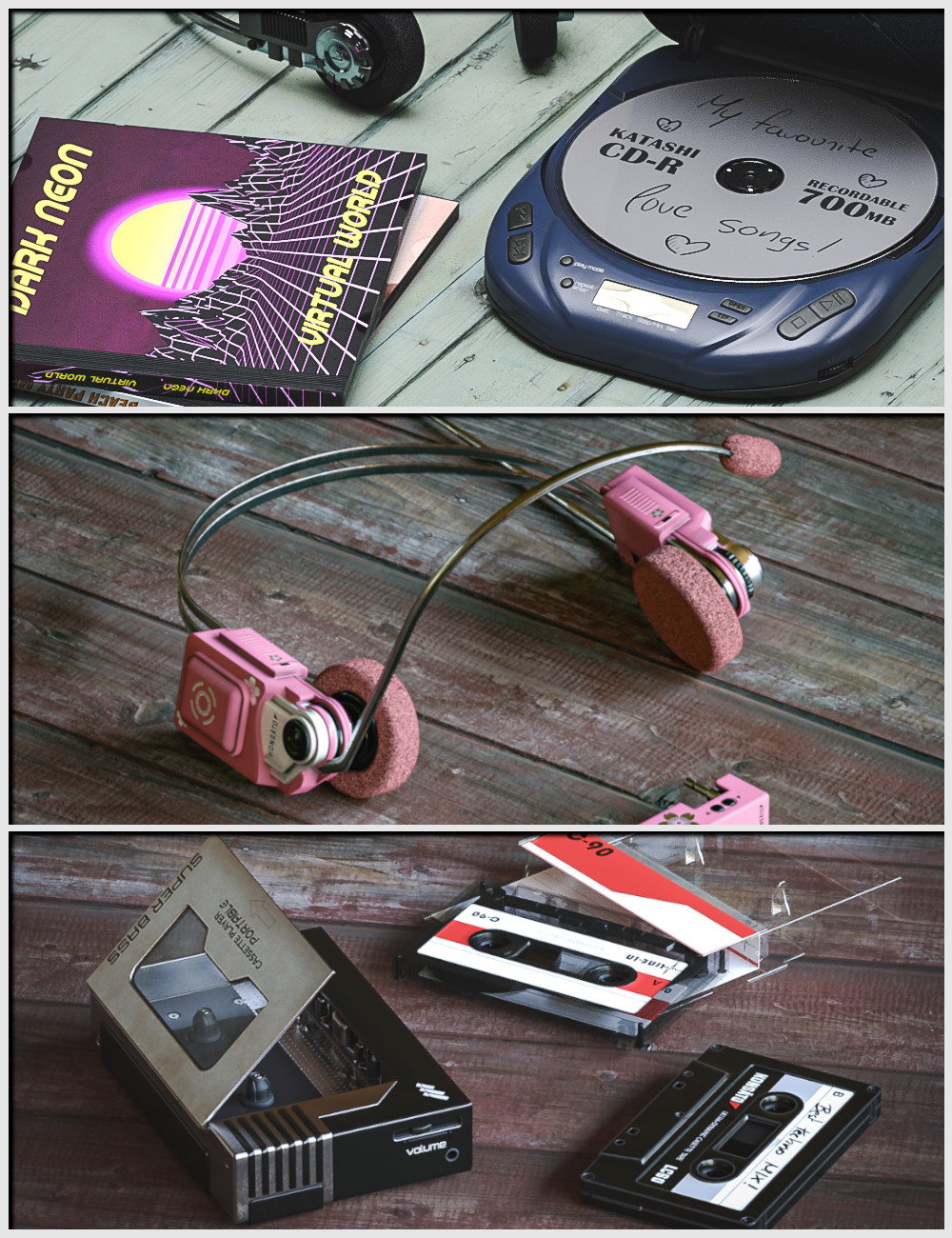 OR3D 90's Audio Gadgets Bundle by: RedCrow3DArtOdyssey, 3D Models by Daz 3D