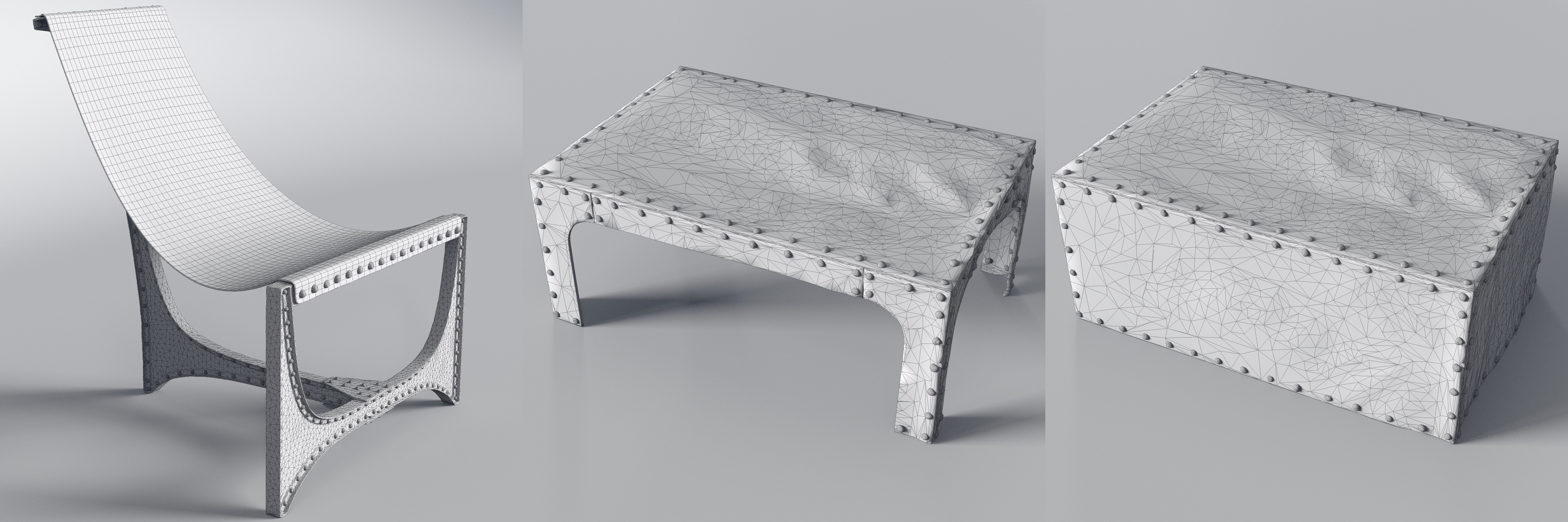 Steel Riveted Furniture and Poses for Genesis 9, 8.1 and 8 Daz 3D