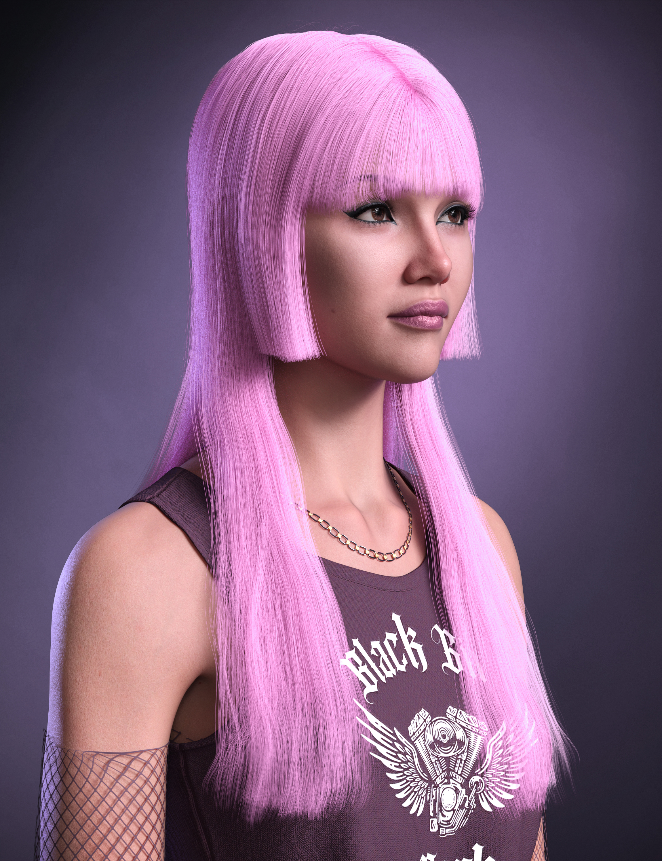 dForce MK Hime Cut Hair for Genesis 9 by: wsmonkeyking, 3D Models by Daz 3D