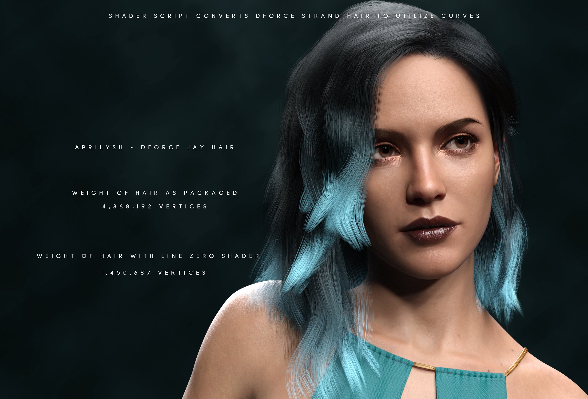 Line Zero dForce Strand Hair Shaders Daz 3D