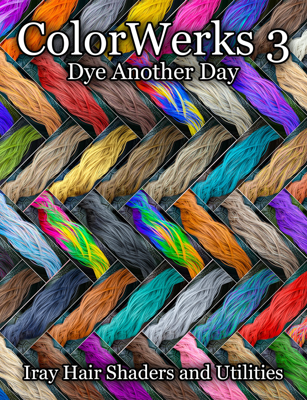 ColorWerks 3: Dye Another Day Iray Hair Shaders by: SloshWerks, 3D Models by Daz 3D