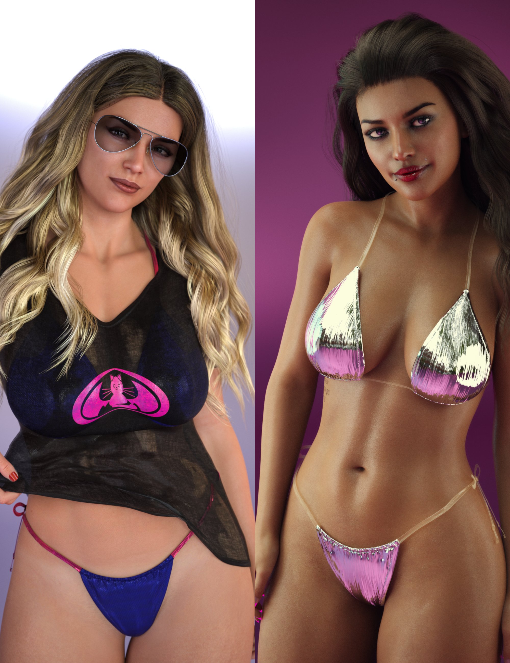 dForce Dynamic Wet Tshirt Bikini for Genesis 8 and 8.1 Females Texture Add-On by: SWTrium, 3D Models by Daz 3D