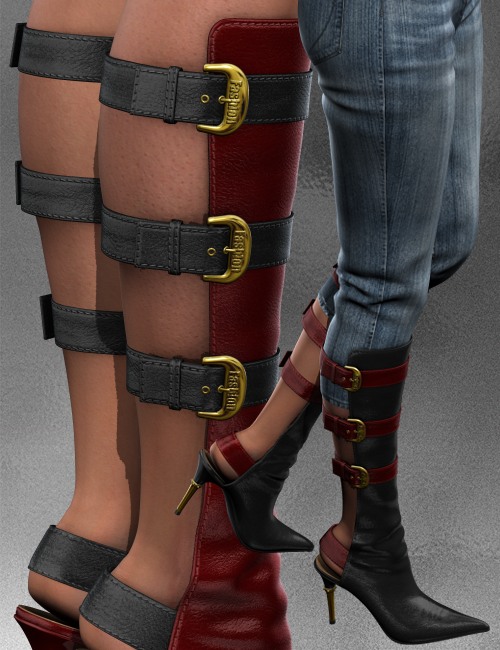Strap Boots For V4 A4 by: idler168, 3D Models by Daz 3D