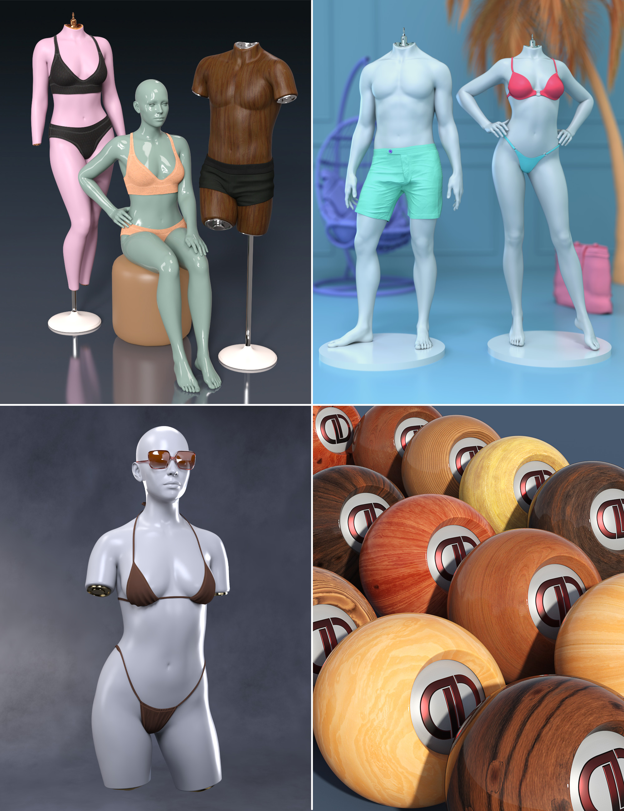 Mannequin Bundle for Genesis 9 by: , 3D Models by Daz 3D