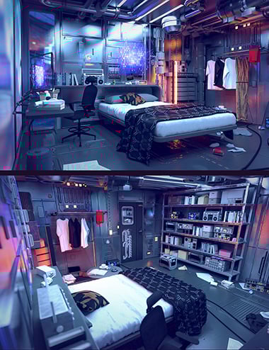 Cyberpunk Condo Bedroom | Daz 3D