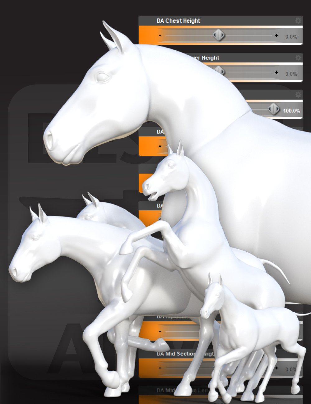DA Ultimate Morph Pack for  Daz Horse 3 by: Design Anvil, 3D Models by Daz 3D