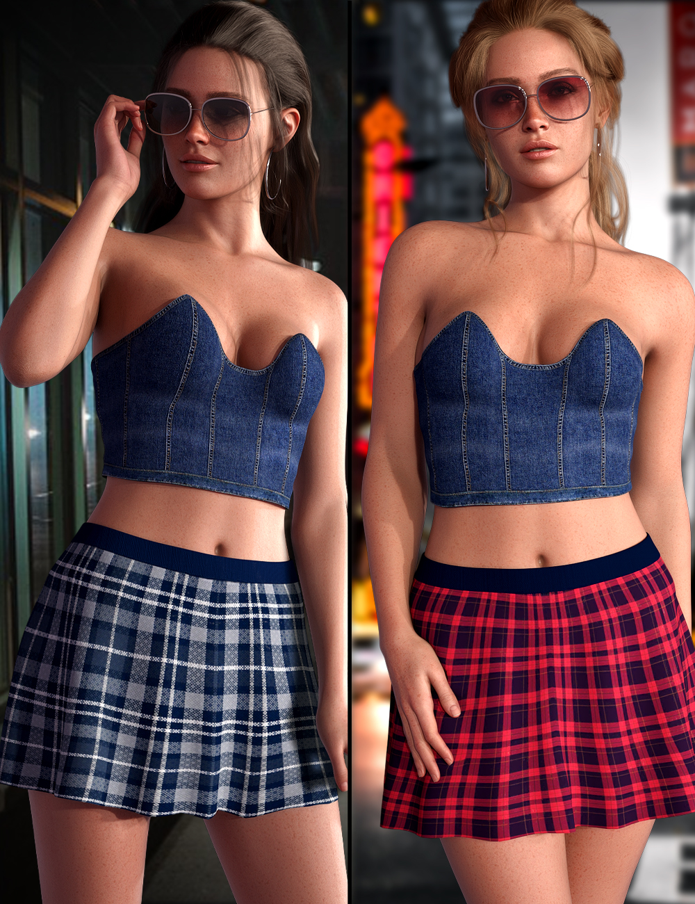 dForce Street Fashion Outfit for Genesis 9 by: MytilusProShot, 3D Models by Daz 3D