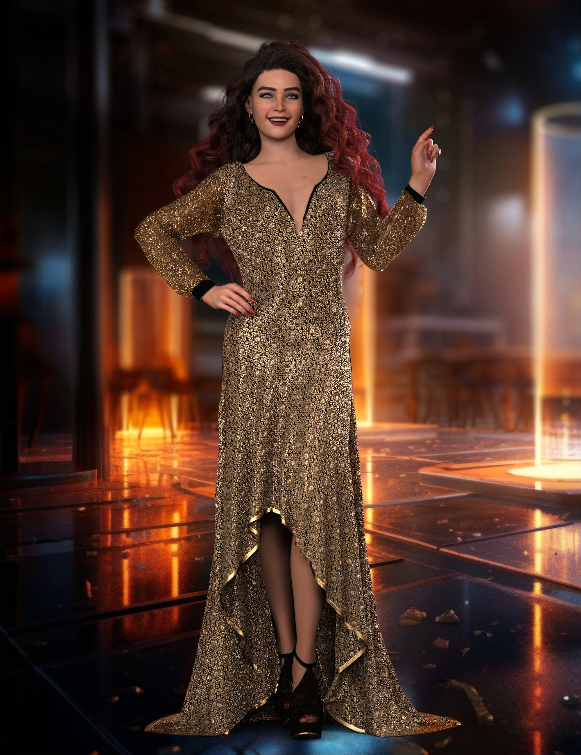 dForce Aria Outfit for Genesis 9 by: Nelmi, 3D Models by Daz 3D