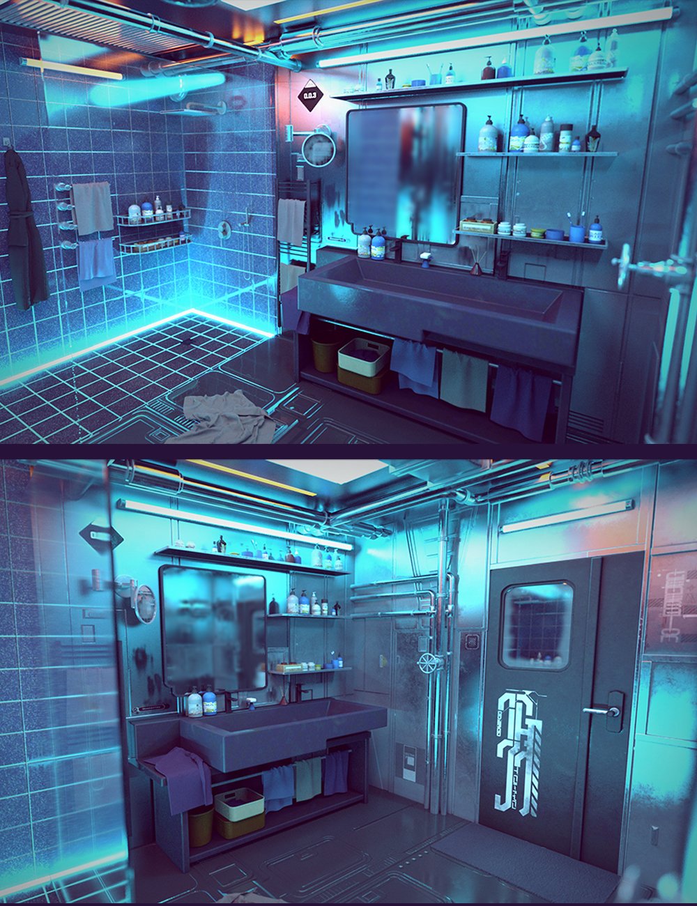 Cyberpunk Condo Bathroom by: Polish, 3D Models by Daz 3D