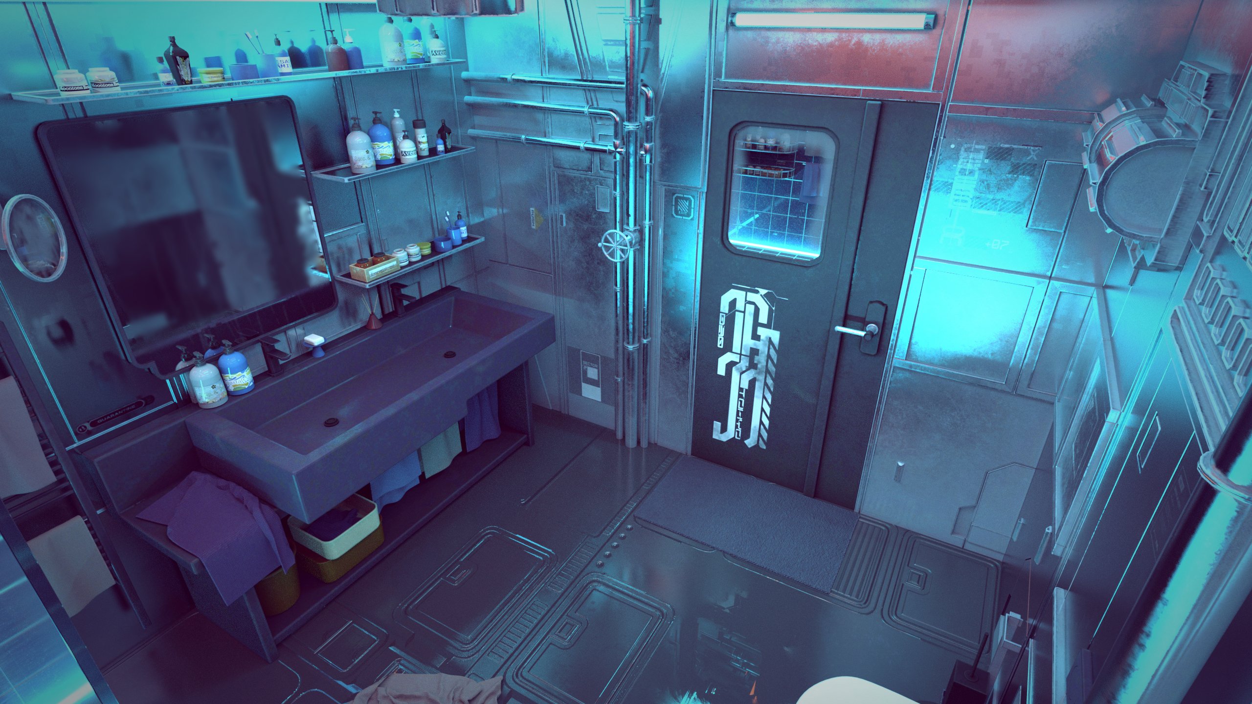 Cyberpunk Condo Bathroom | Daz 3D