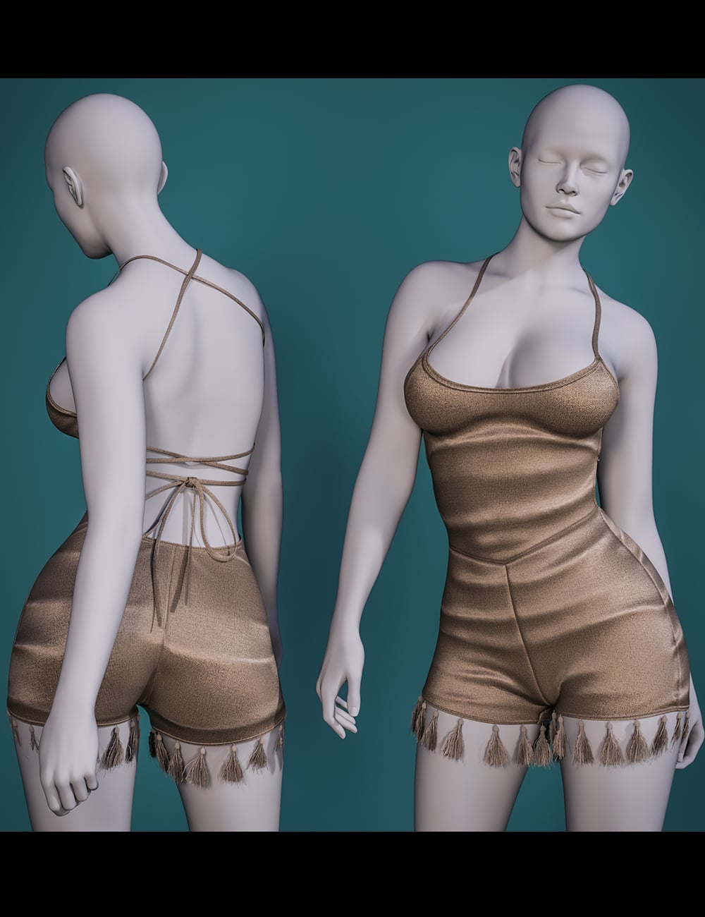 Playsuit outfit texture addon for genesis 9 daz 3d