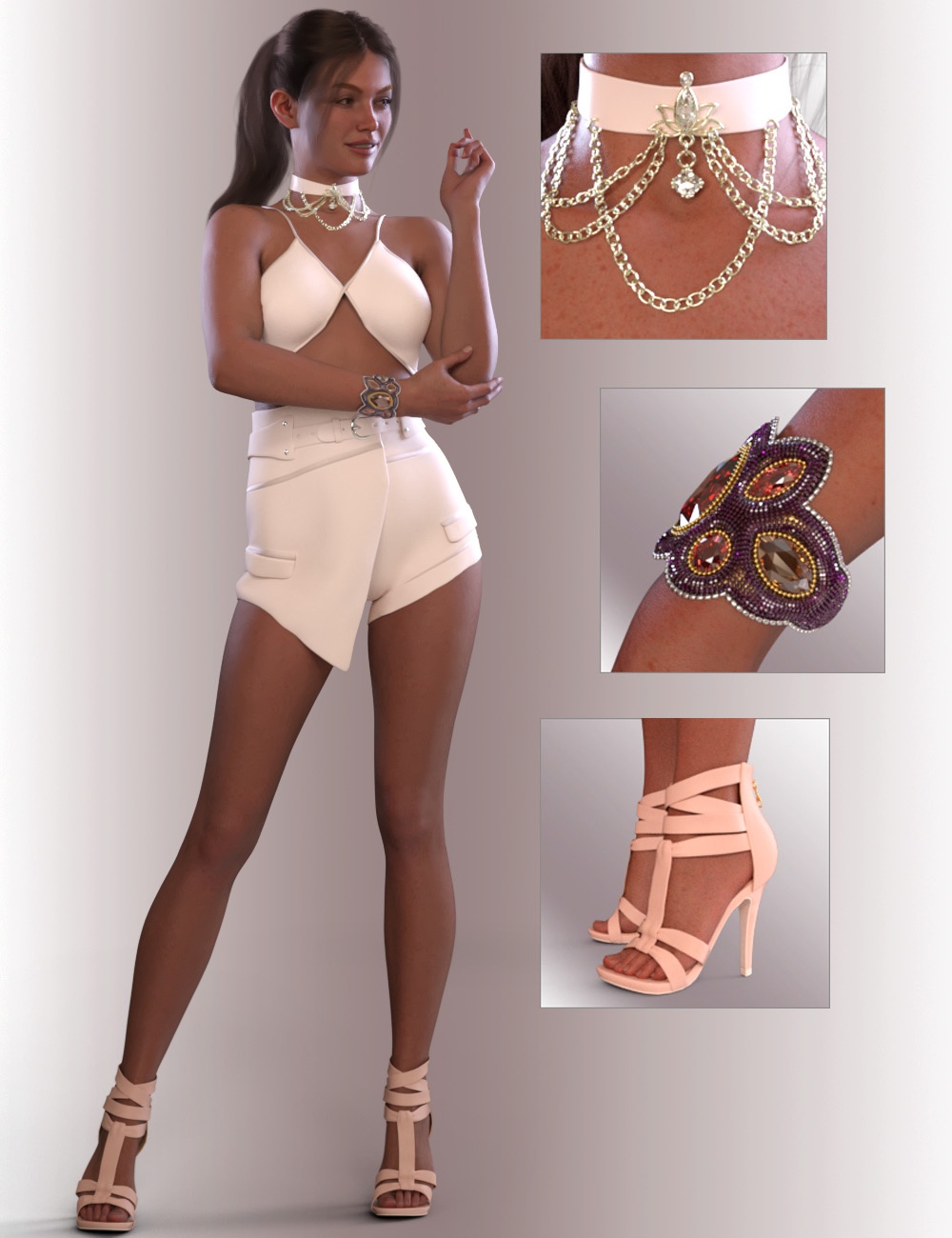 dForce Enya Outfit for Genesis 9 by: OnnelArryn, 3D Models by Daz 3D