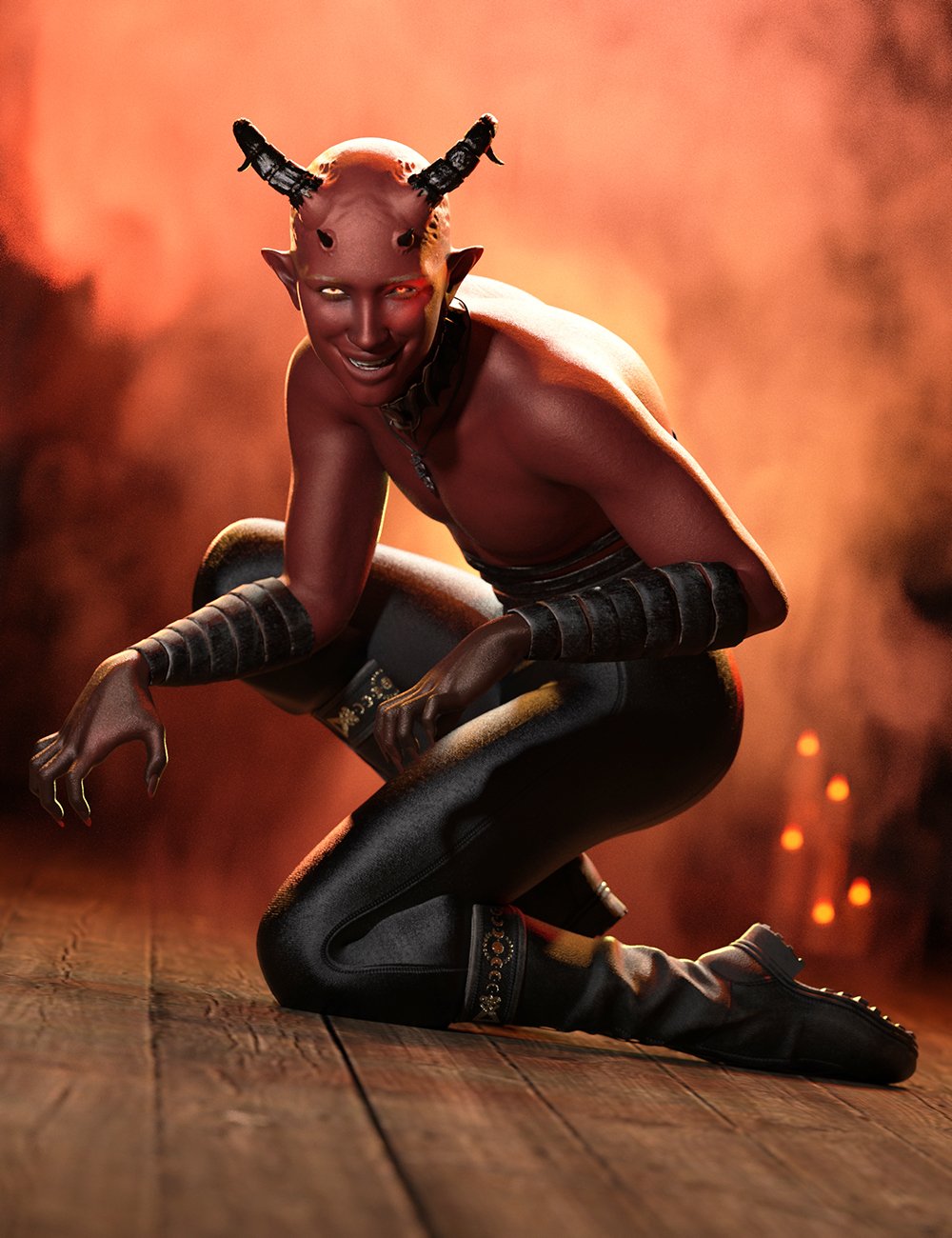 Demonio Poses for NDFP Akhane Horns for Genesis 9 by: Ensary, 3D Models by Daz 3D