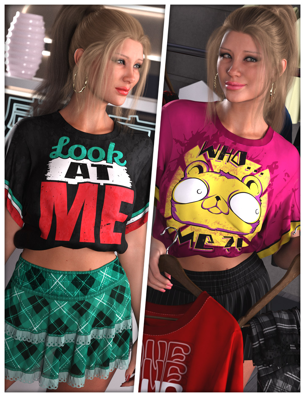Addition Textures for OOT Oversized T-Shirt and Skirt by: ShanasSoulmate, 3D Models by Daz 3D
