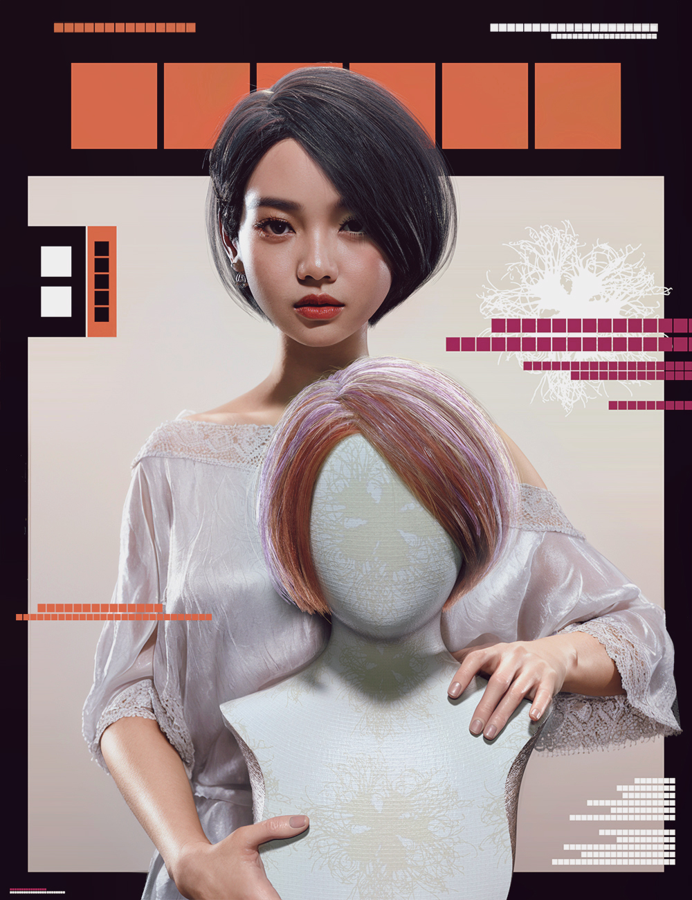 dForce Trendy Casual Bob Short Hair for Genesis 9 and 8 Female by: Nirvana, 3D Models by Daz 3D