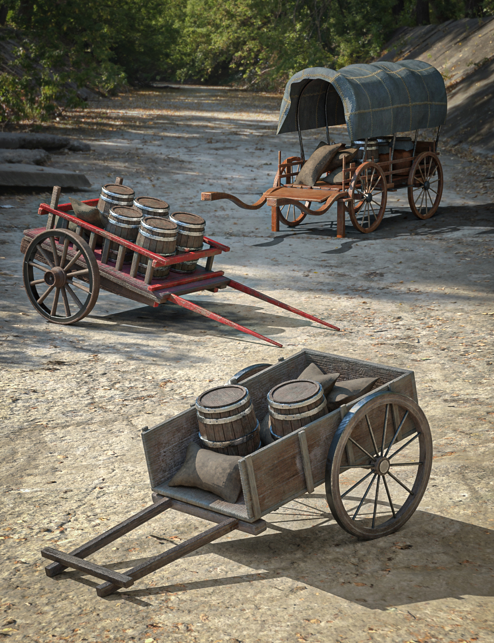 BW Medieval Transport Wagons Set 02 by: BeautyworksOdyssey, 3D Models by Daz 3D