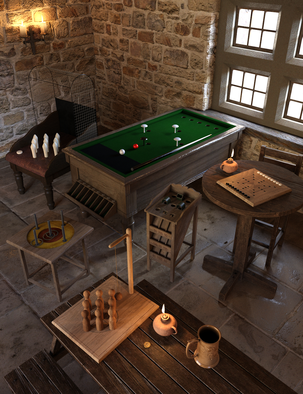 English Village Pub Games Daz 3D