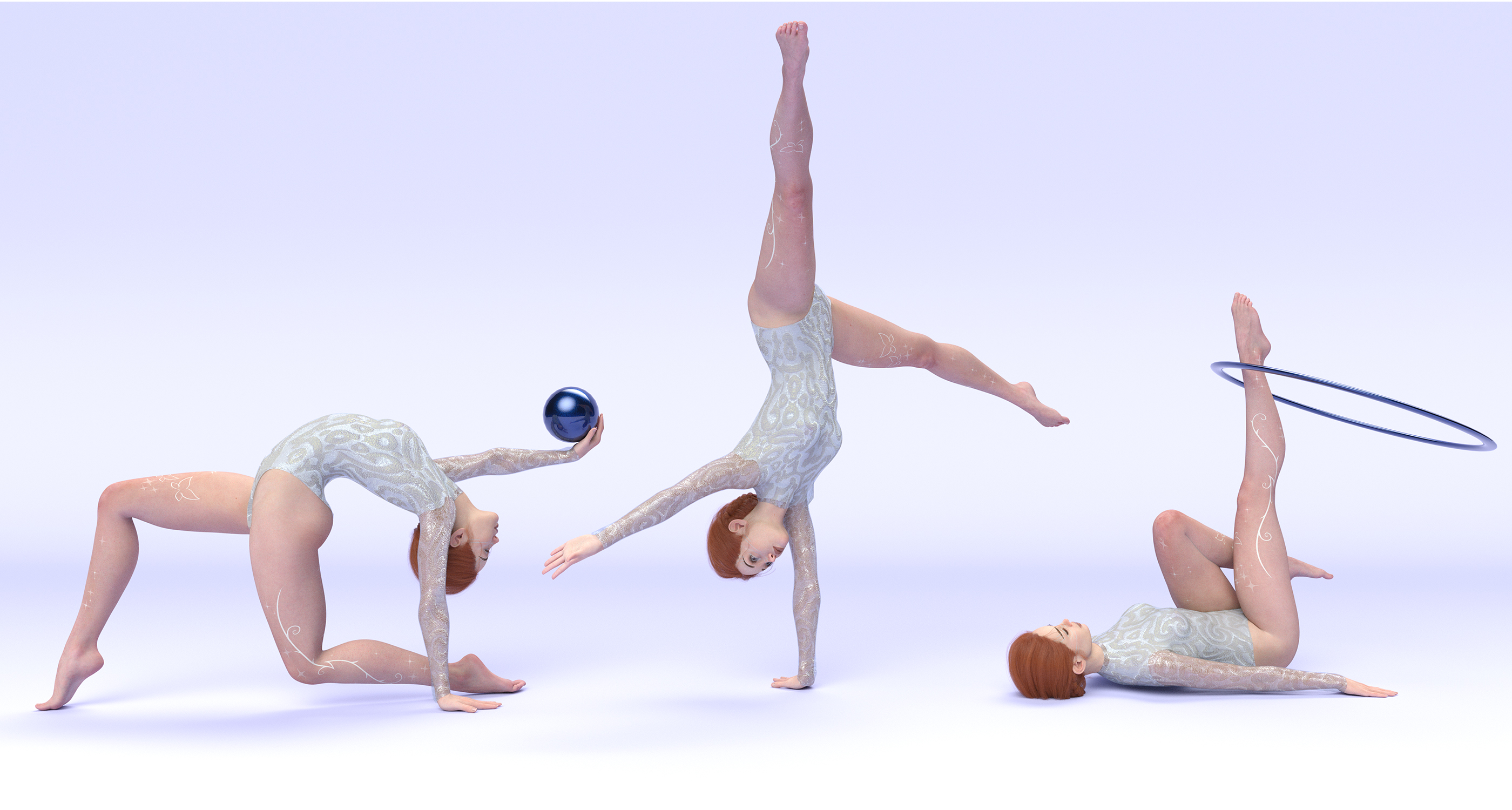 Magic Routine Around Genesis Skillful Routine Gymnastic Poses for Genesis 9, 8 and 3 | Daz 3D