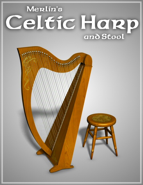 Merlins Celtic Harp by: Merlin Studios, 3D Models by Daz 3D