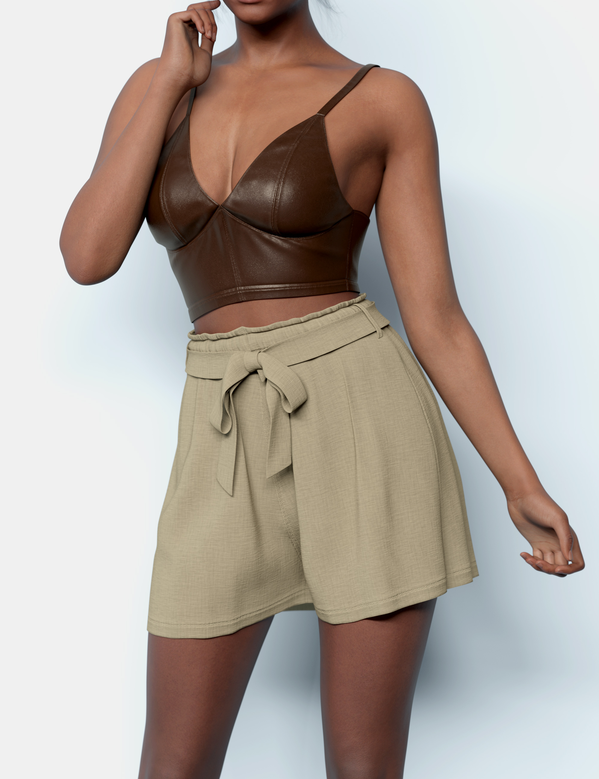 dForce Wide Bow Shorts and Cami Top for Genesis 9 by: outoftouch, 3D Models by Daz 3D