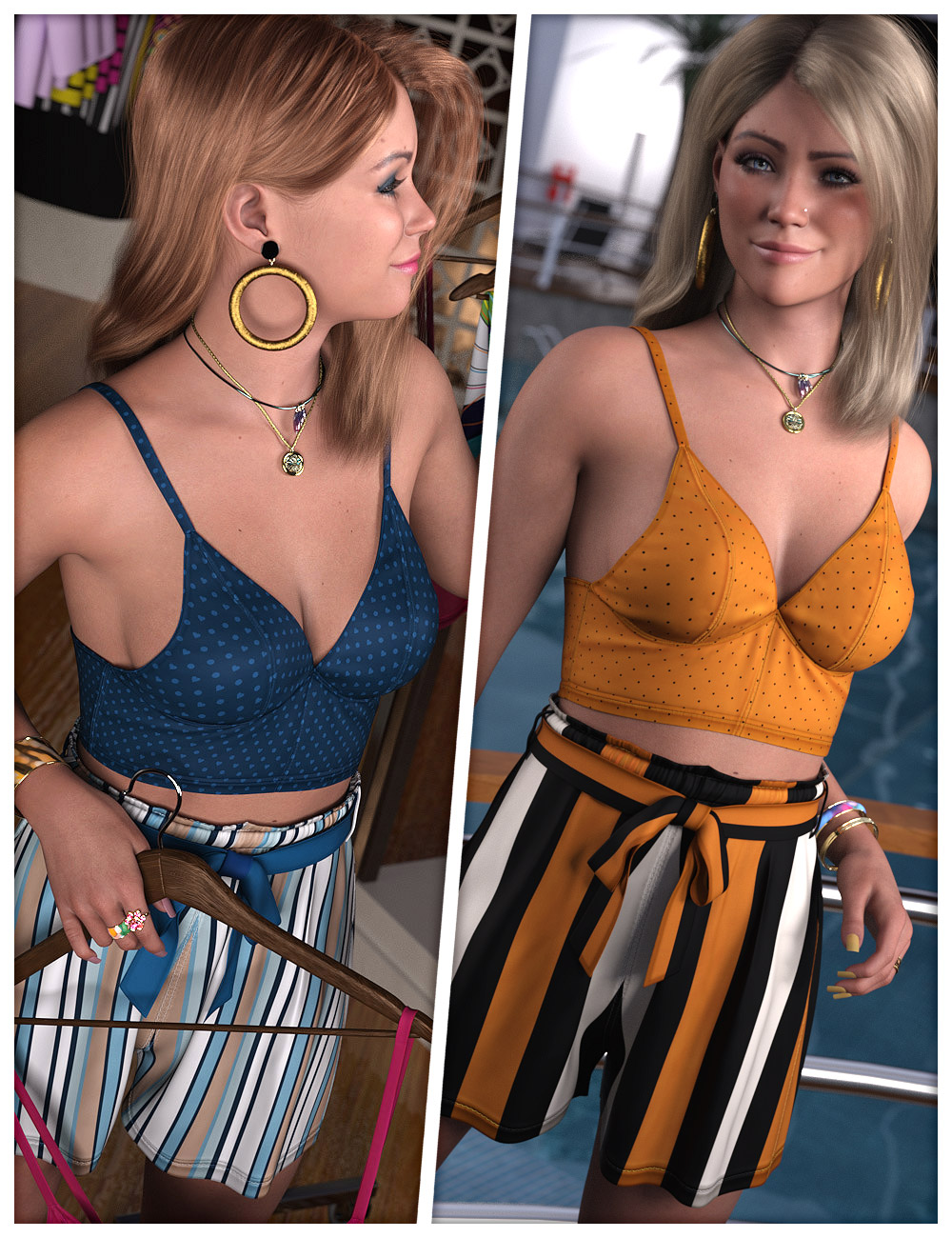Relaxed Textures for OOT Wide Bow Shorts and Cami Top by: ShanasSoulmate, 3D Models by Daz 3D