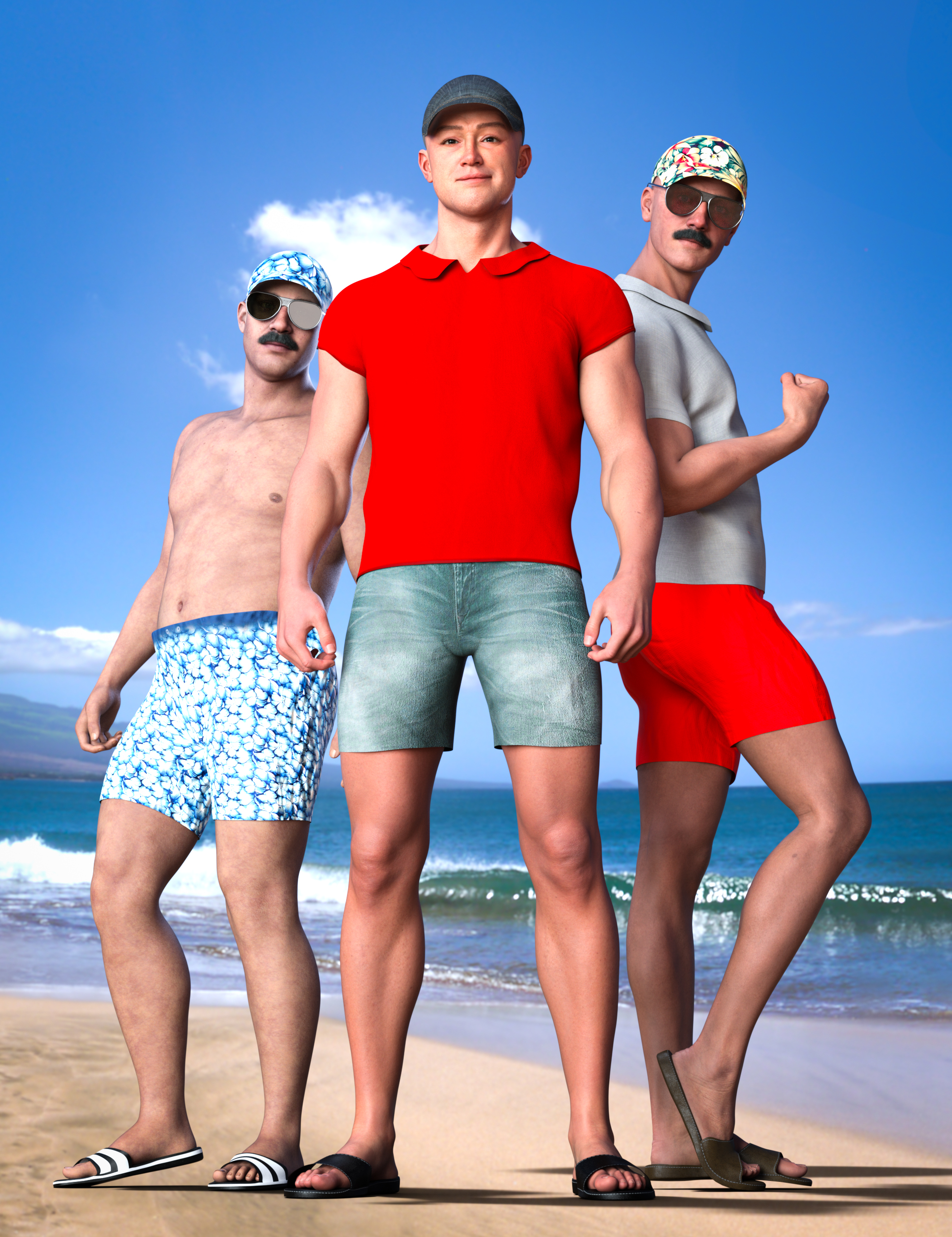 dForce M3D Beach Outfit for Genesis 9 by: Matari3D, 3D Models by Daz 3D