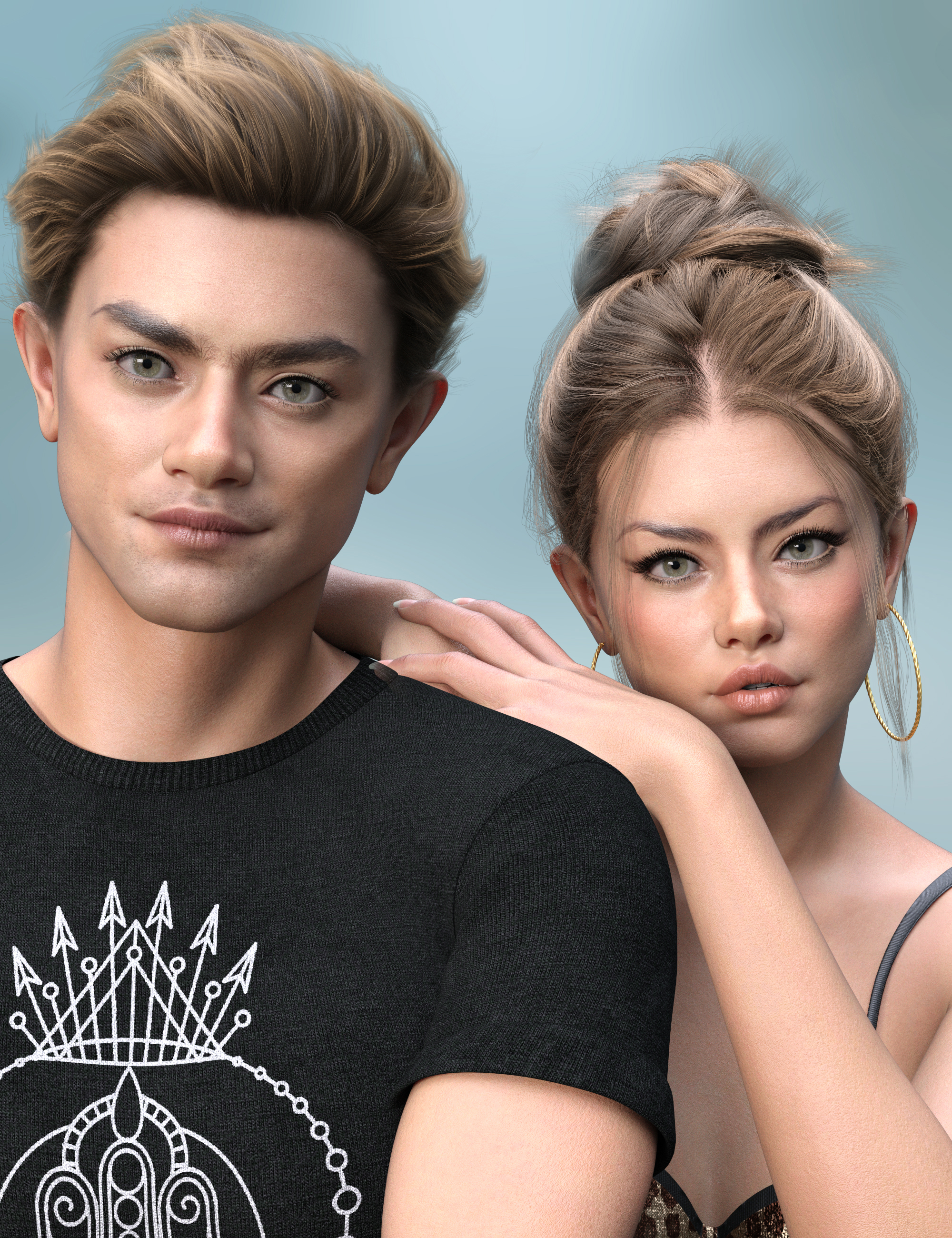 P3D Twins Francis and Frank HD for Genesis 9 by: P3Design, 3D Models by Daz 3D
