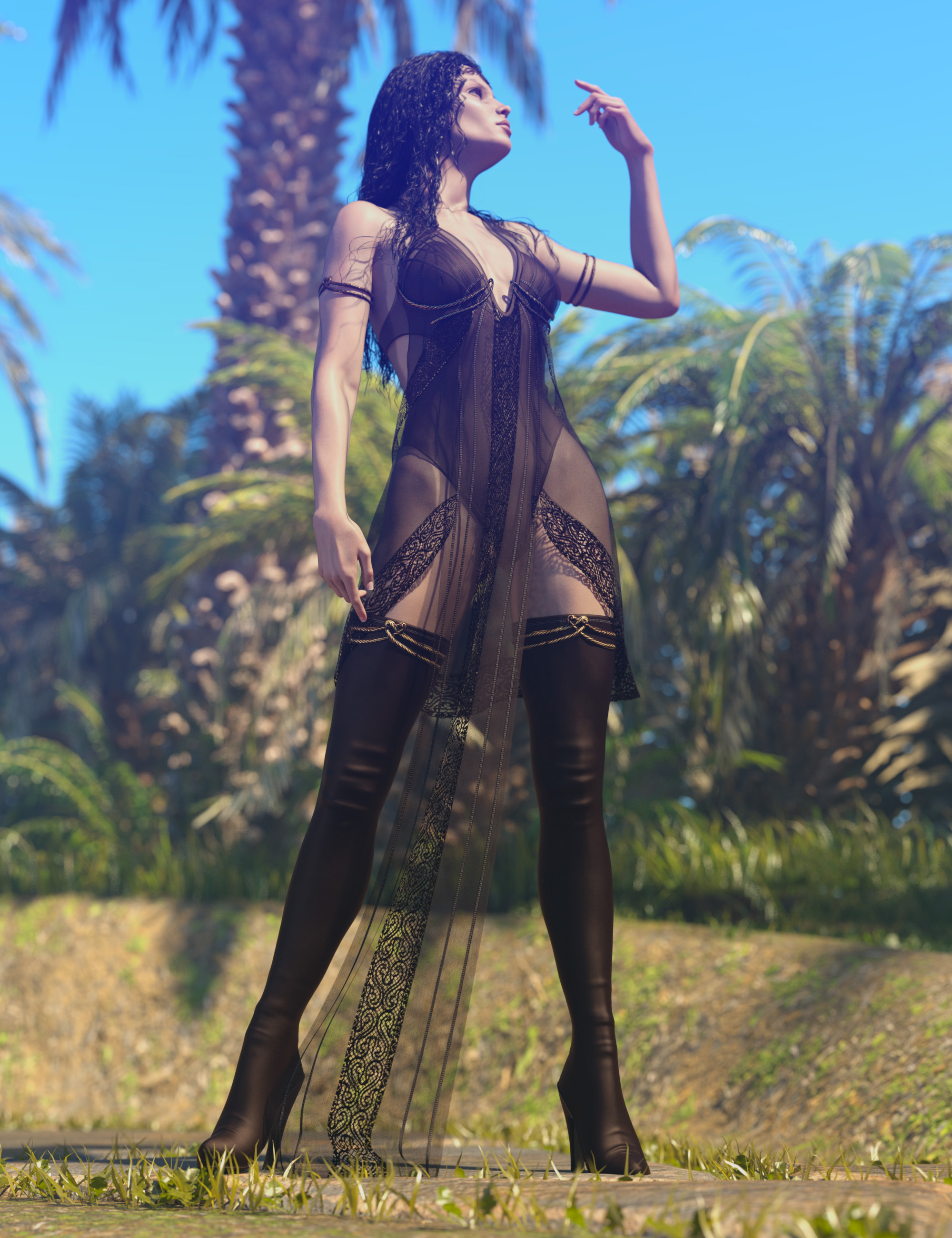 dForce CB Sana Clothing Set for Genesis 9 by: CynderBlue, 3D Models by Daz 3D