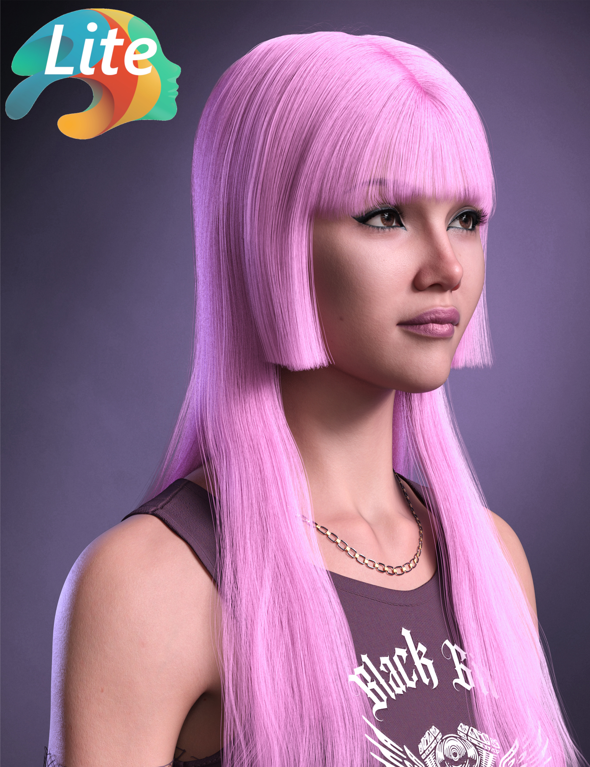 dForce MK Hime Cut Hair for Genesis 9 Lite by: , 3D Models by Daz 3D