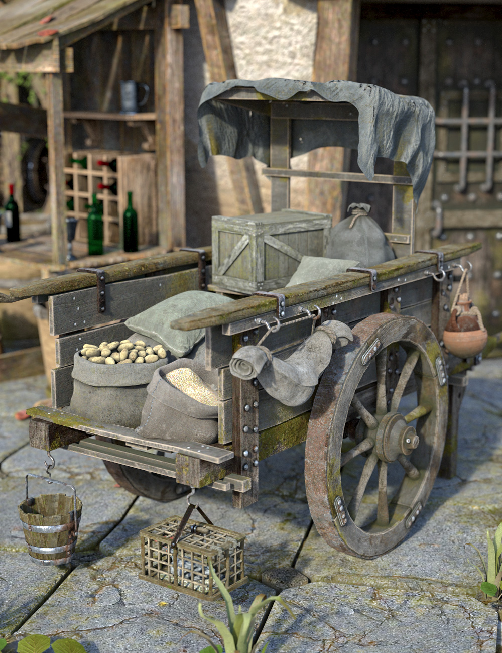 Medieval Handkart by: Monyto, 3D Models by Daz 3D