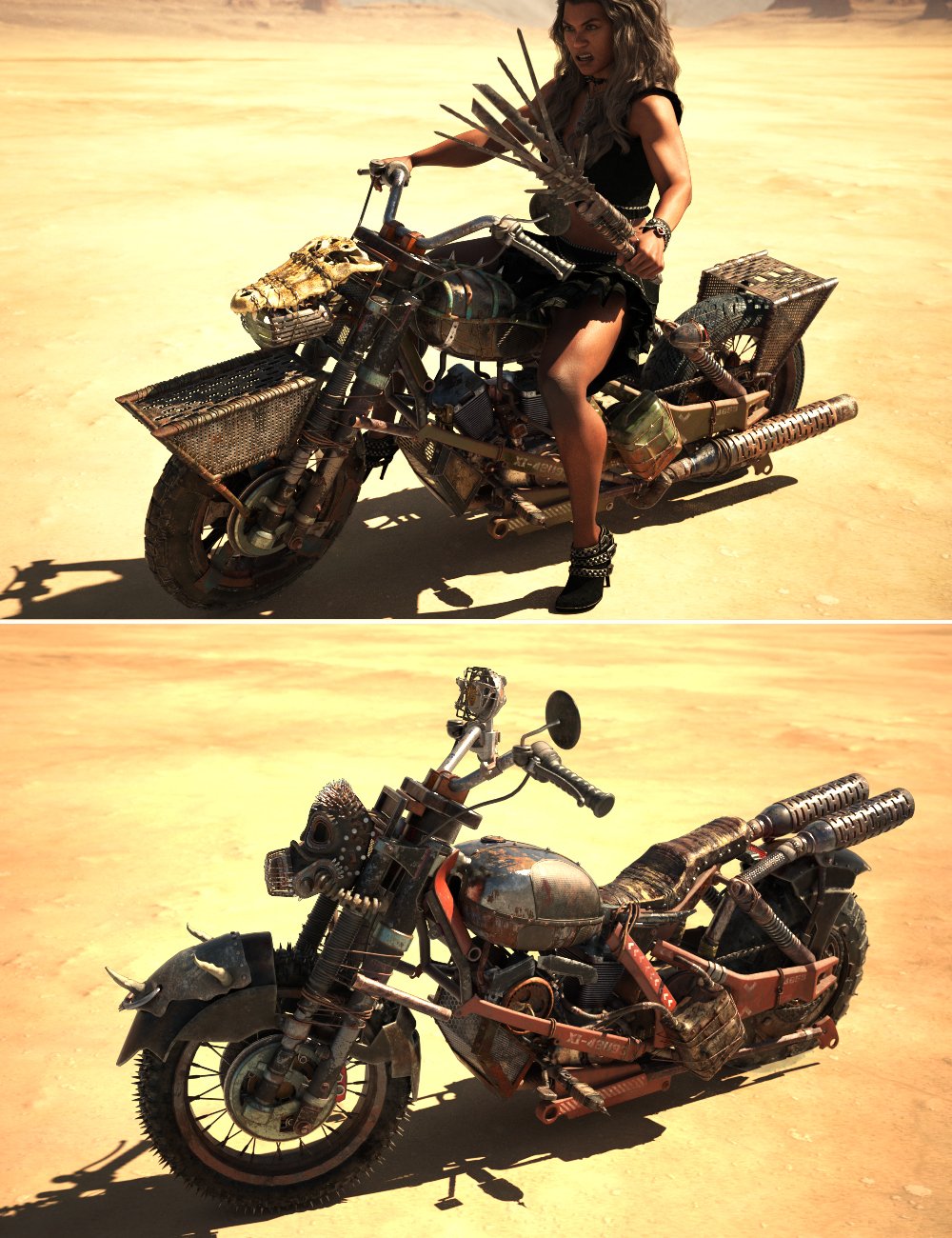 XI Modular Post Apocalyptic Motorcycle Rage by: Xivon, 3D Models by Daz 3D