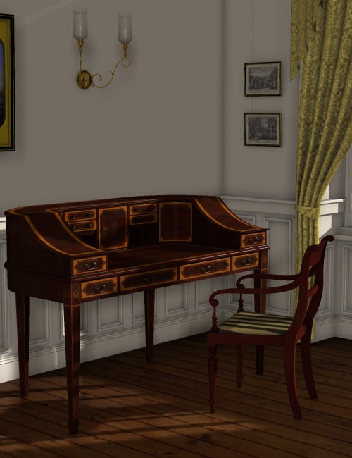 Carlton House Desk by: Ness Period Reproductions, 3D Models by Daz 3D