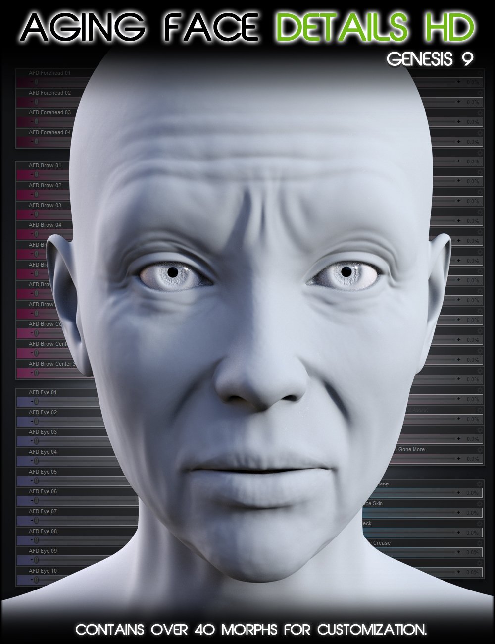 Aging Face Details HD for Genesis 9 by: Zev0, 3D Models by Daz 3D