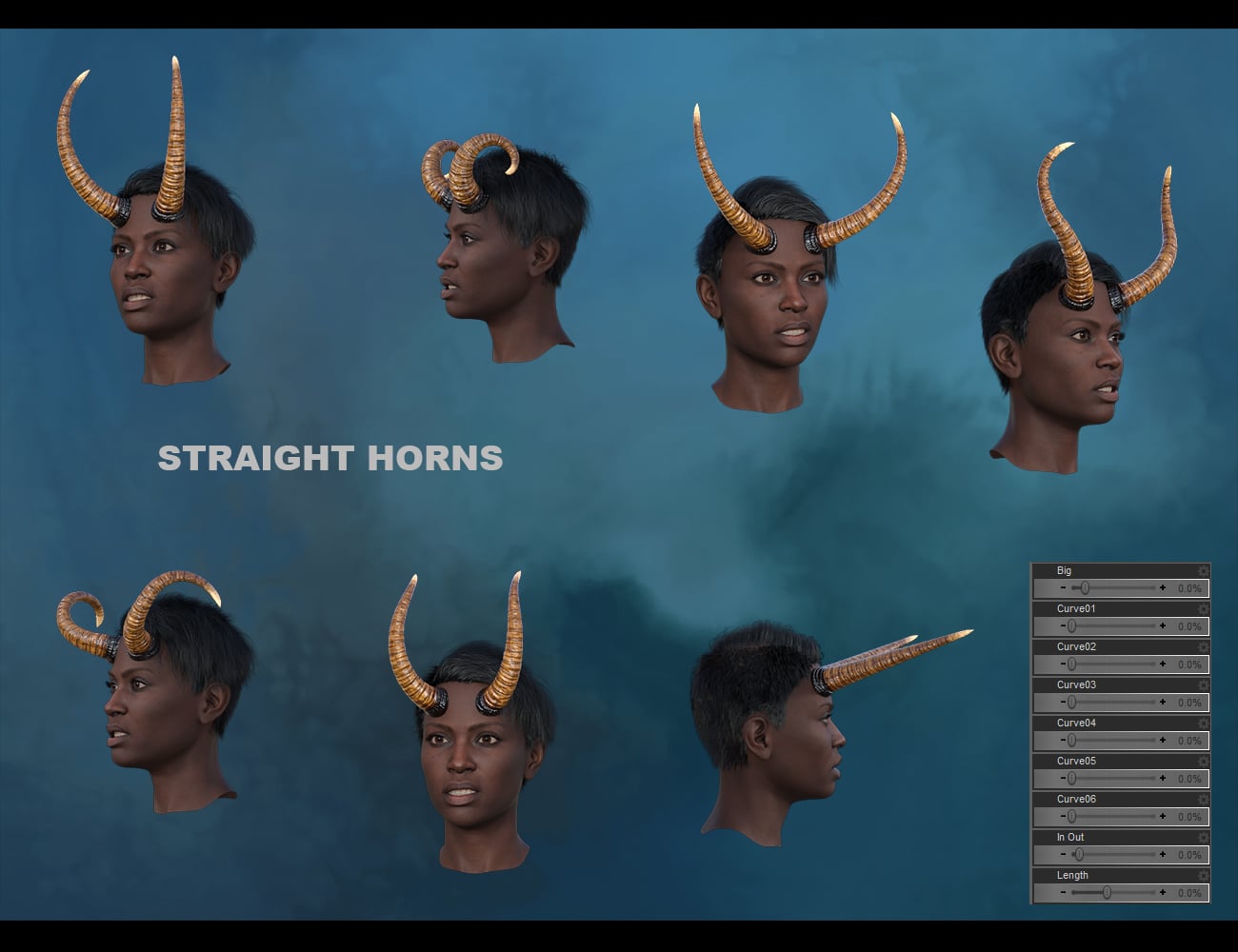 Evil Horns for Genesis 9 Daz 3D