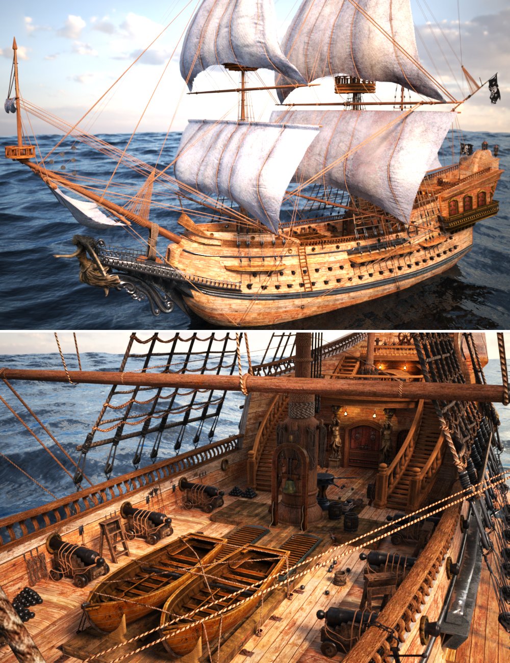 XI Galleon Pirate Ship by: Xivon, 3D Models by Daz 3D