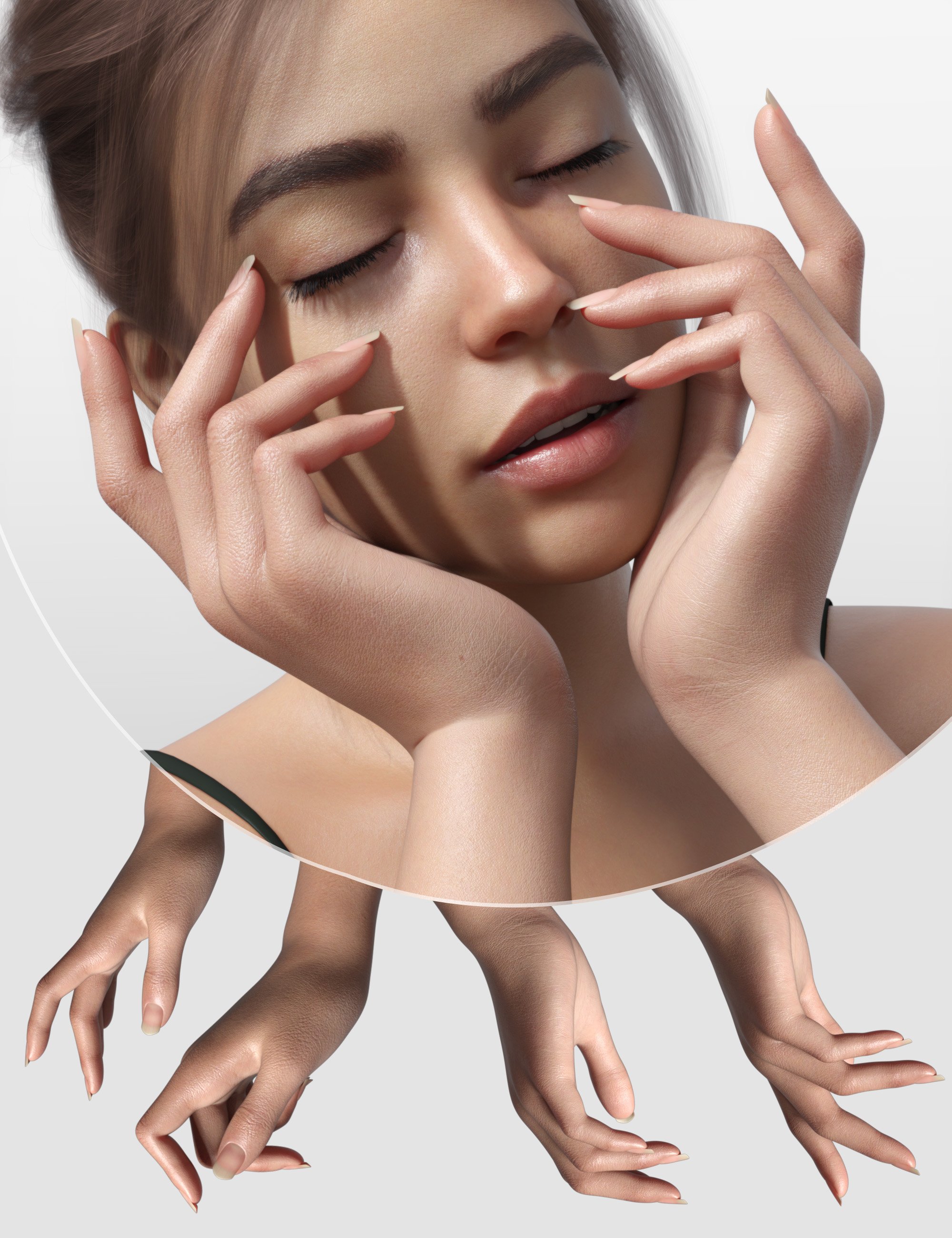 Z Artistic Hands for Genesis 9 and 8 Female by: Zeddicuss, 3D Models by Daz 3D