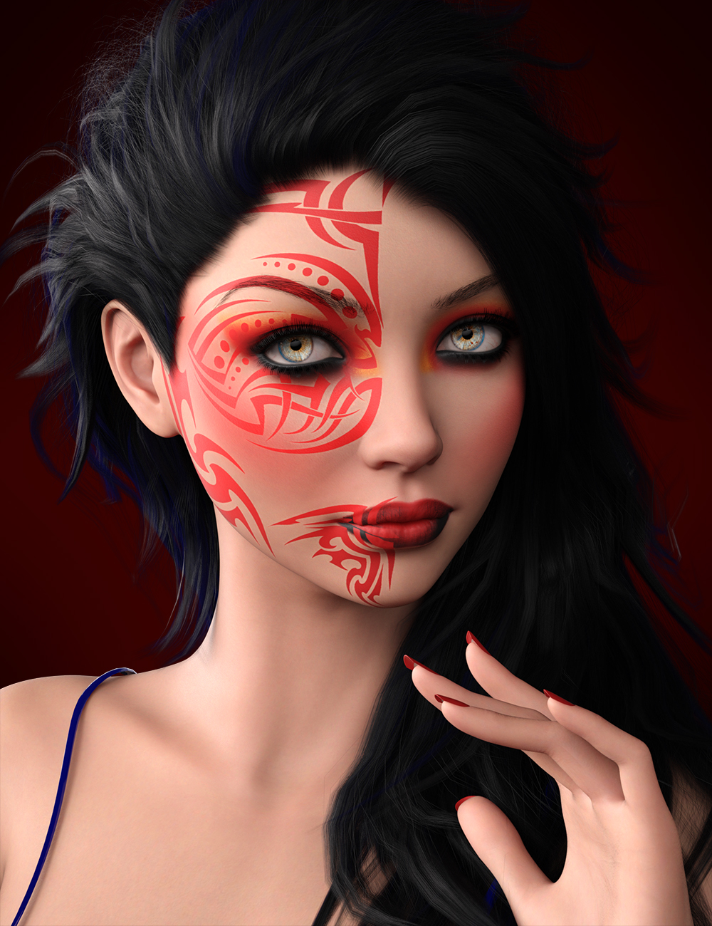 HLM Red Asian Flash for Genesis 9 by: SpookieLilOnehotlilme74, 3D Models by Daz 3D