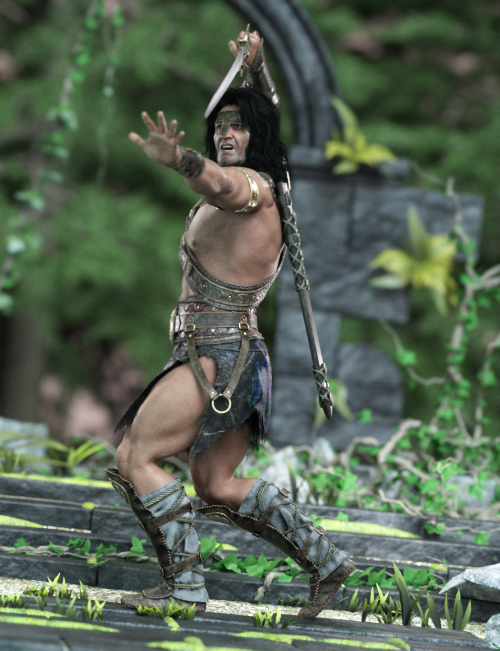 Barbaric Poses for Classic Barbarian 9 by: Ensary, 3D Models by Daz 3D