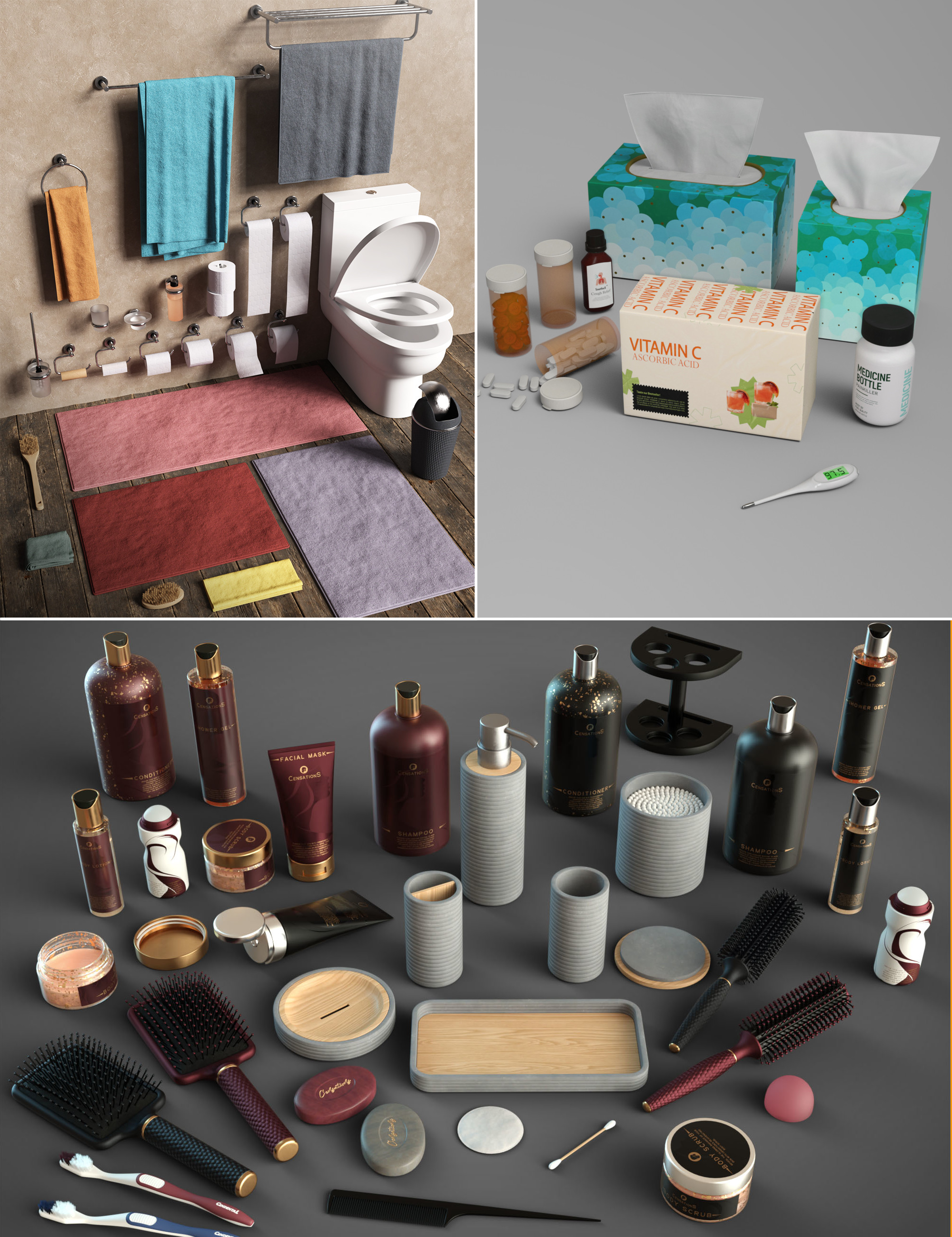 Fill Your House: Bathroom Bundle by: , 3D Models by Daz 3D