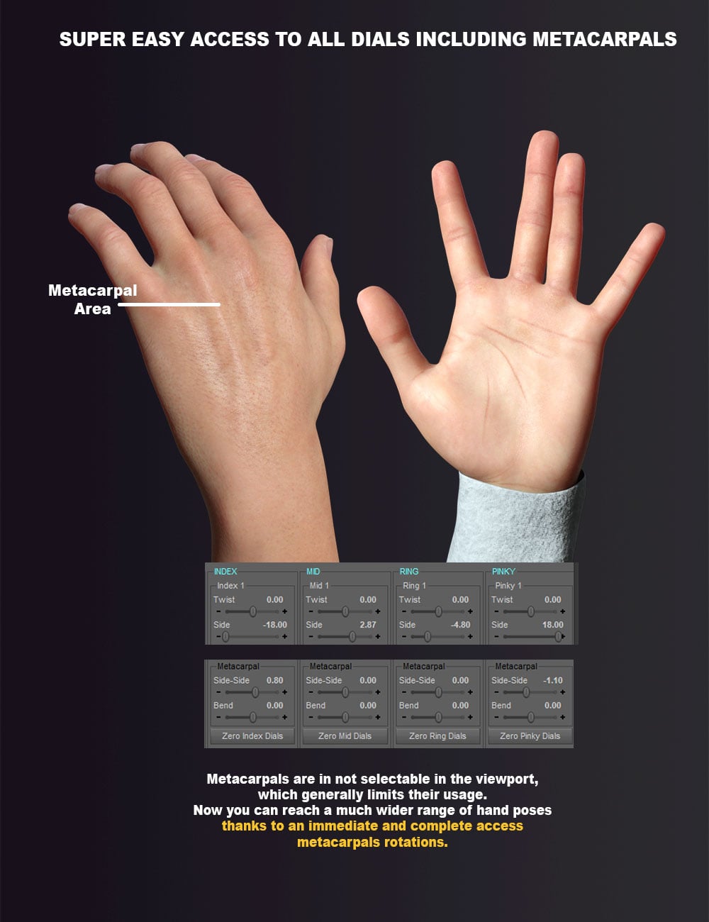 Universal Hands And Feet Control Daz 3D