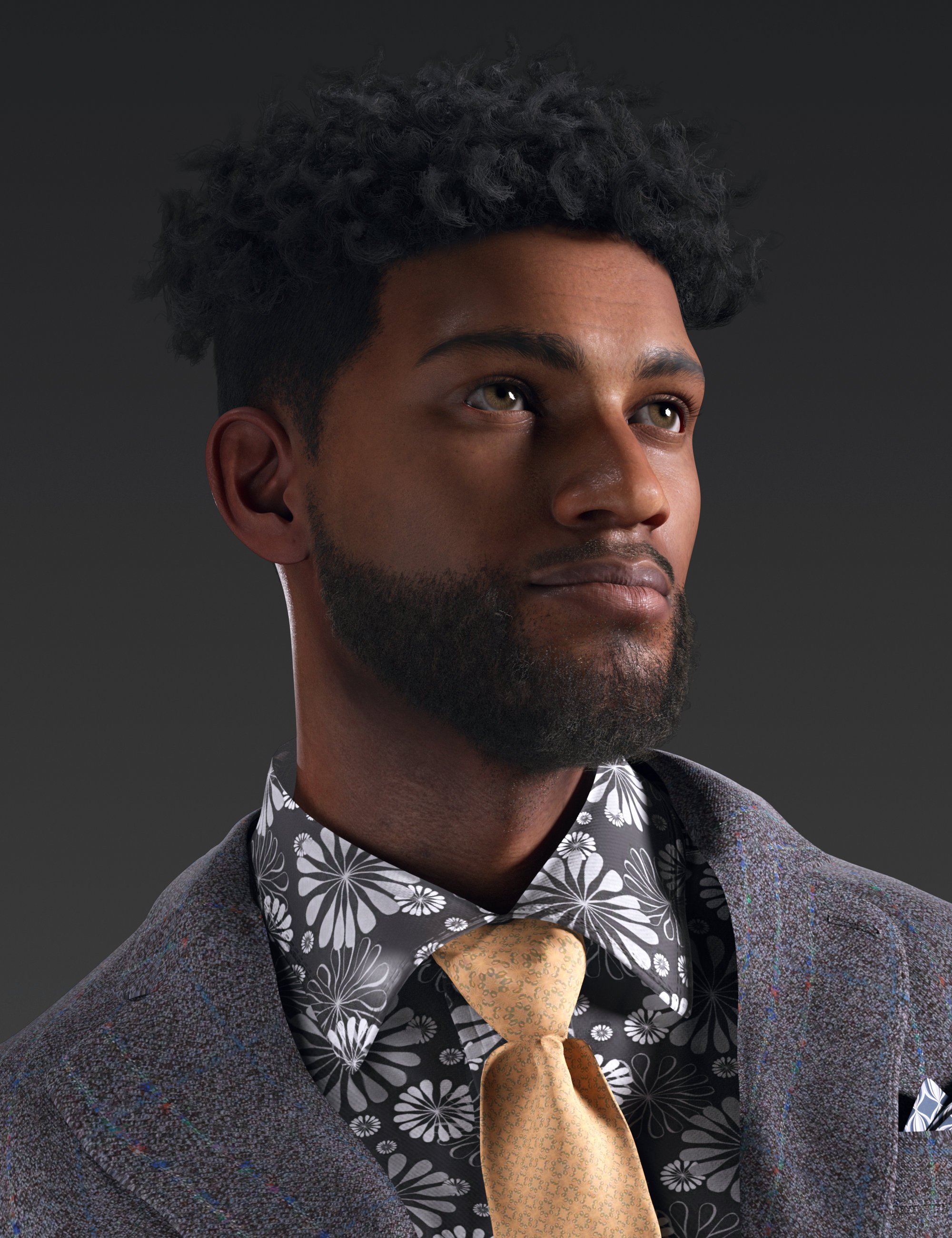 dForce AK Short Curly Hair for Genesis 9 and 8 Male by: Art Ken, 3D Models by Daz 3D