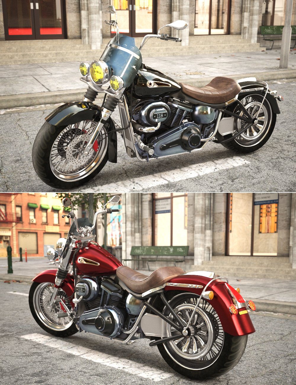 XI Dark Classic Motorcycle by: Xivon, 3D Models by Daz 3D