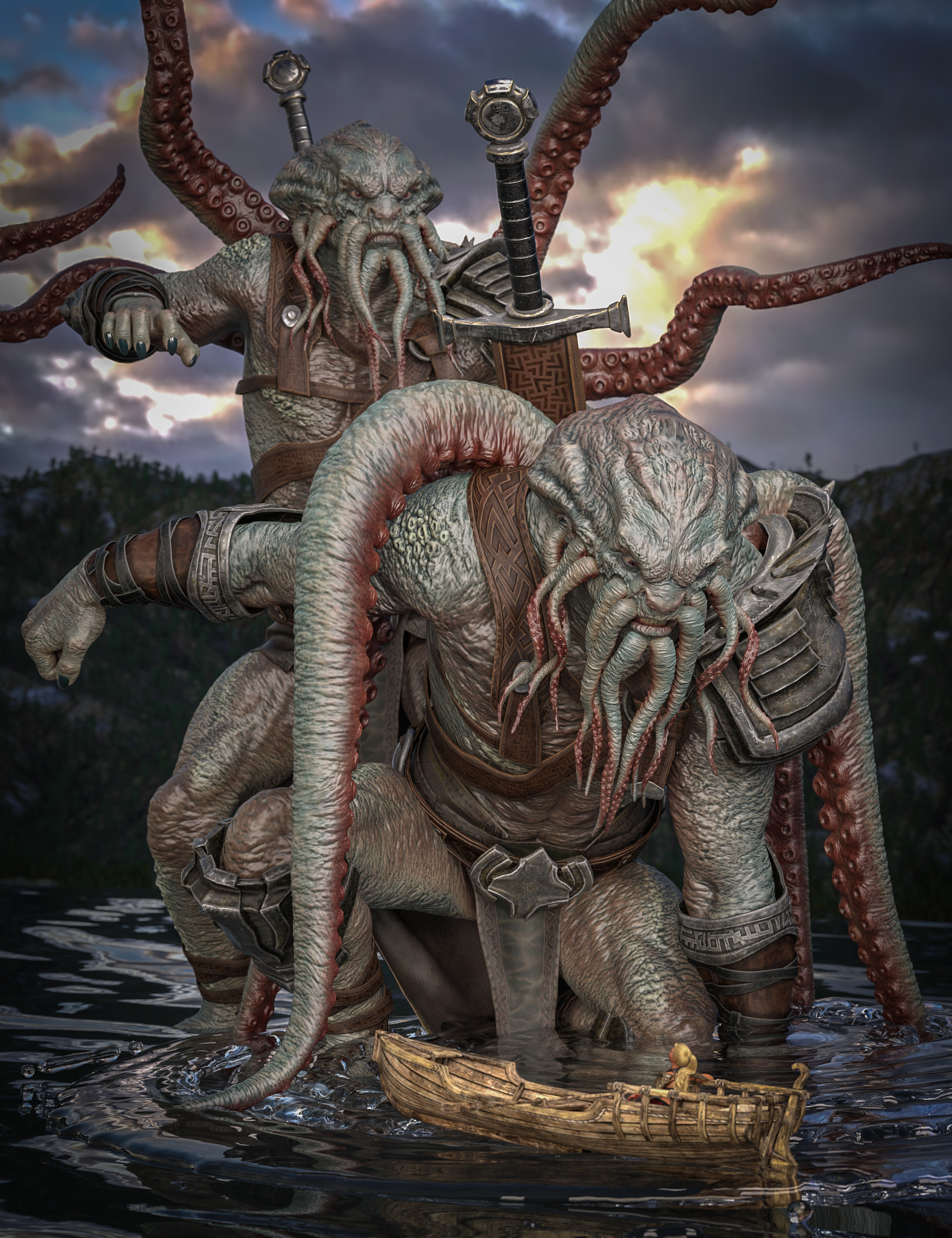 Lord Kraken Hierarchical Poses for Kraken 9 by: Ensary, 3D Models by Daz 3D