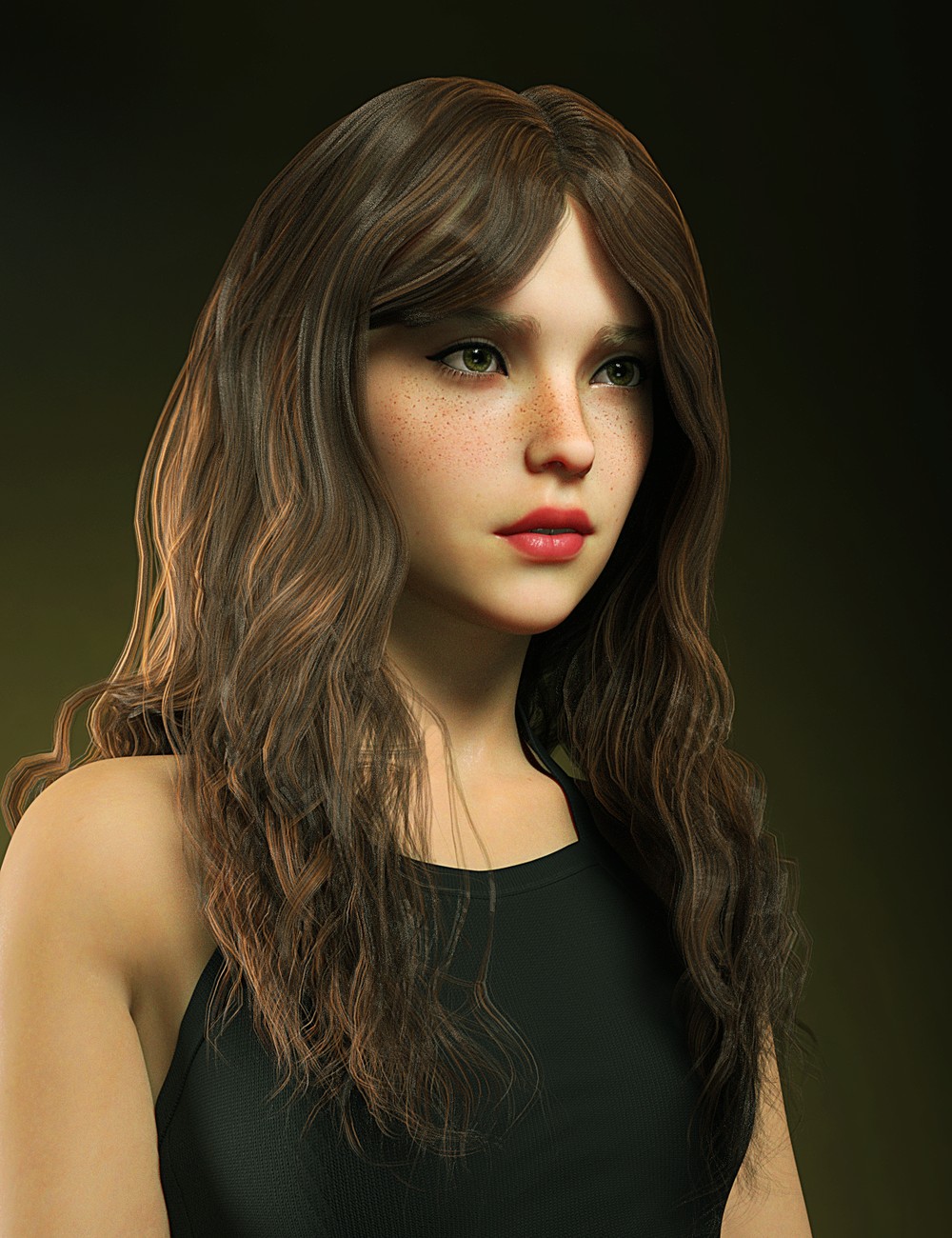 SC dForce Long Wavy Hair for Genesis 9 | Daz 3D