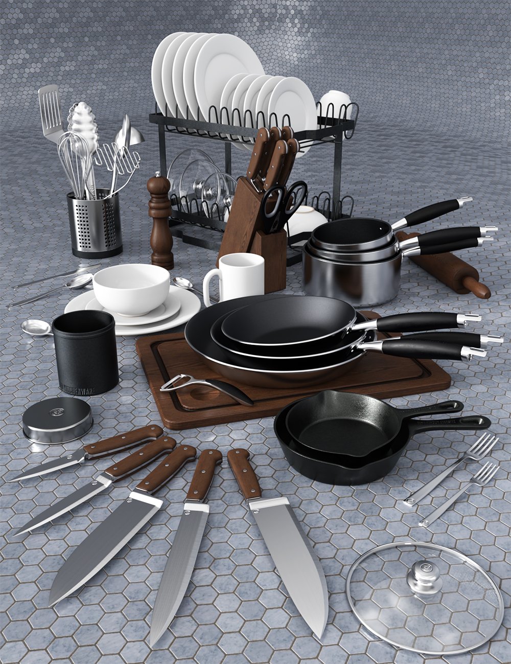 Kitchen spatula set 3D model