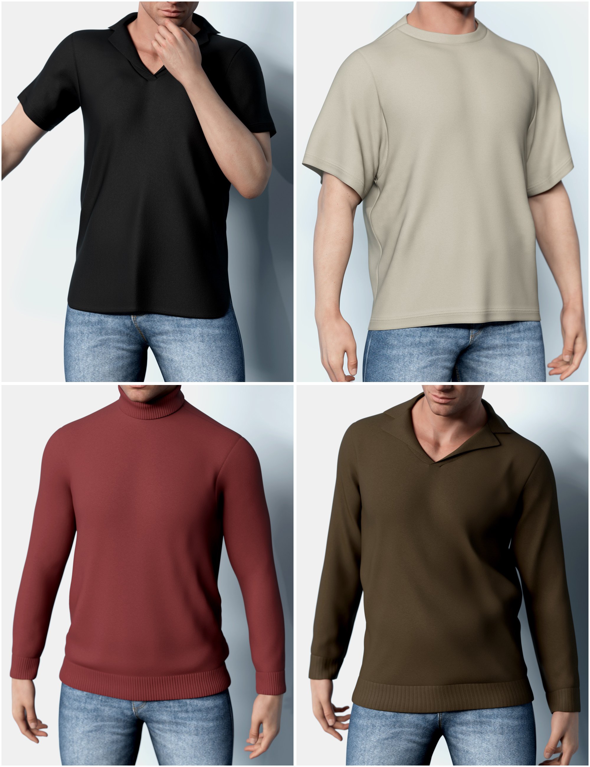 Masculine Modern Shirt Collection for Genesis 9 by: outoftouch, 3D Models by Daz 3D
