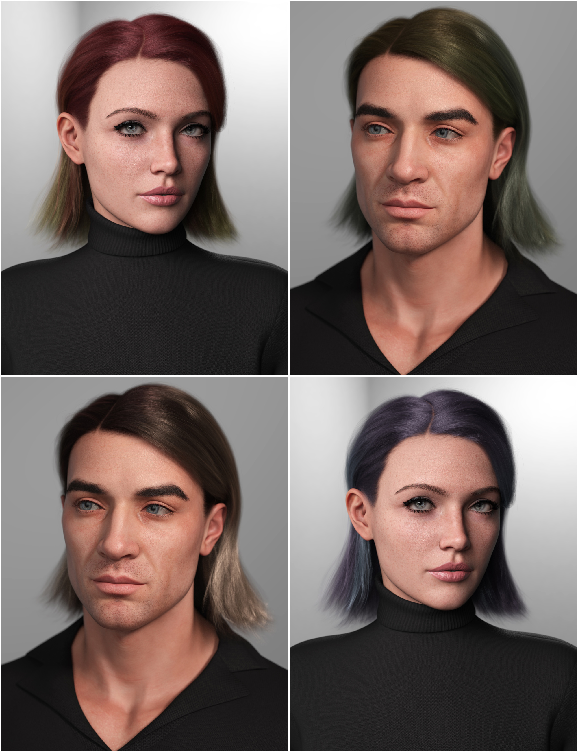 Chin Length Slick Style Hair Color Expansion by: outoftouch, 3D Models by Daz 3D