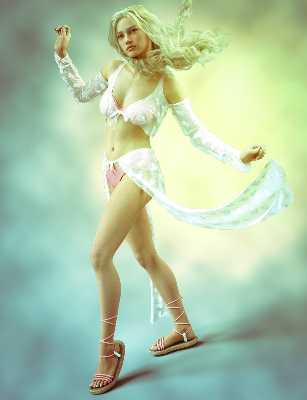 dForce Tsambica Summer Outfit for Genesis 9 and 8 Female by: Priap, 3D Models by Daz 3D