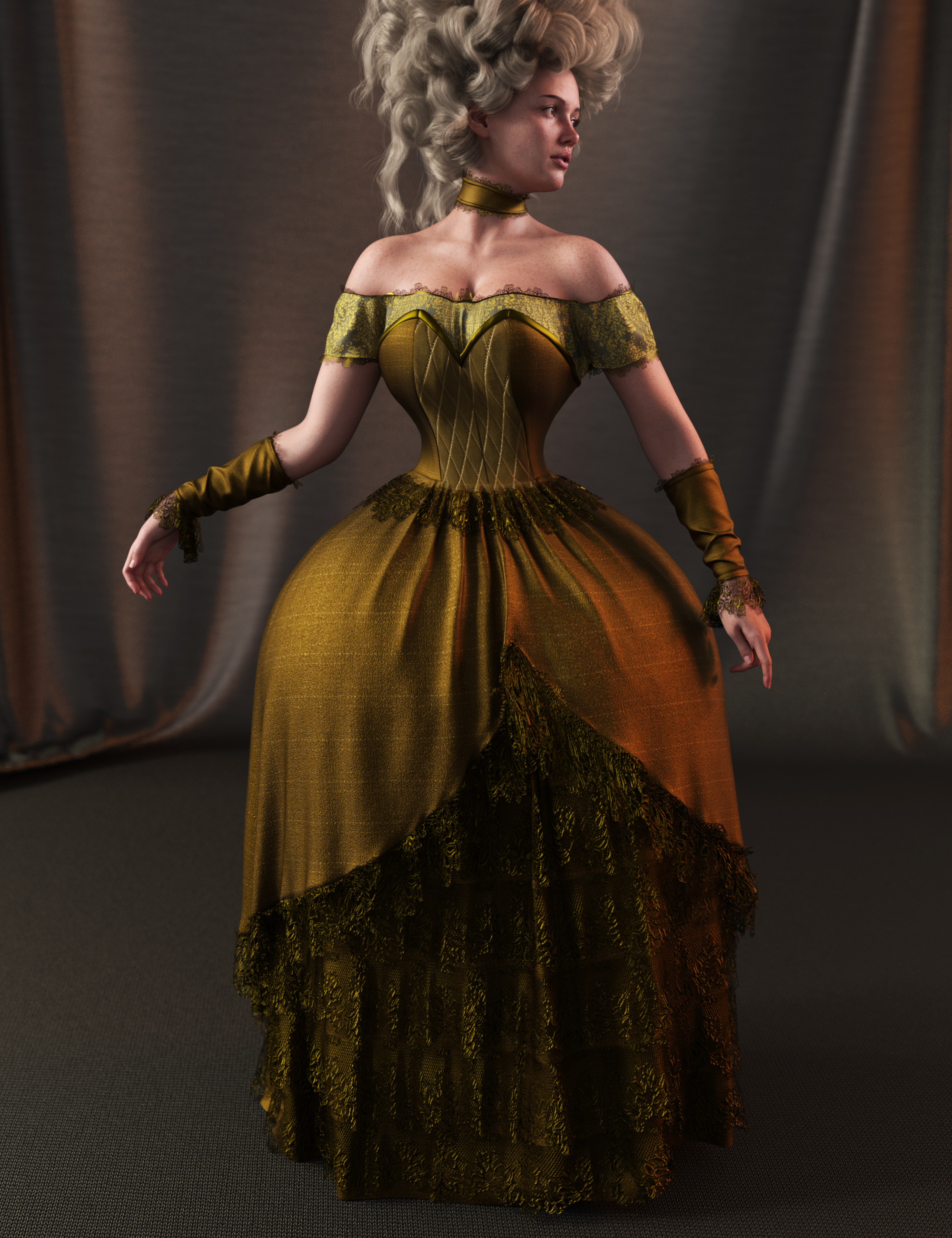 dForce Gown of Fantasy 7 for Genesis 9 by: outoftouch, 3D Models by Daz 3D