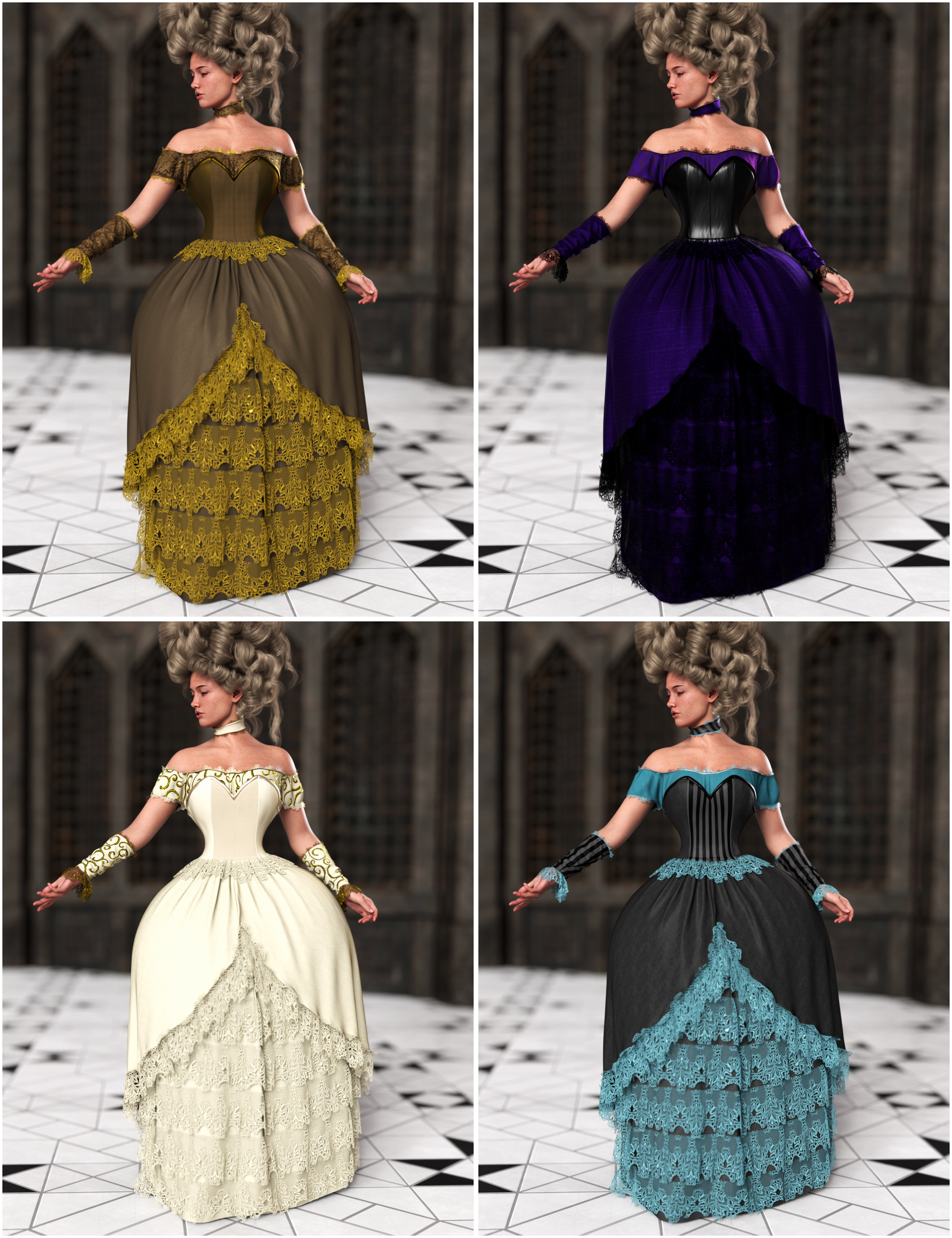 Texture Expansion for dForce Gown of Fantasy 7 by: outoftouch, 3D Models by Daz 3D